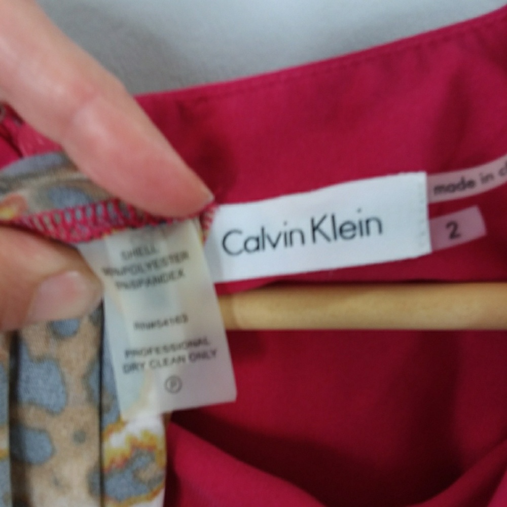 Calvin Klein hot pink leopard drape neck dress - Picture 7 of 8